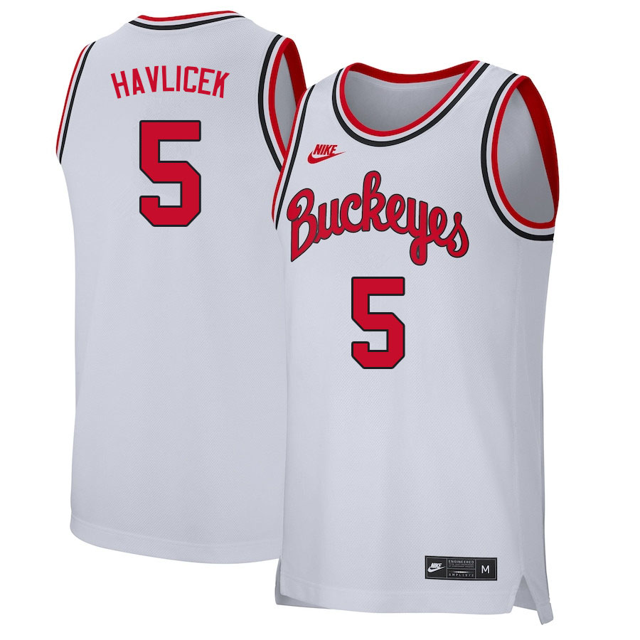 Men #5 John Havlicek Ohio State Buckeyes College Basketball Jerseys Sale-Retro White